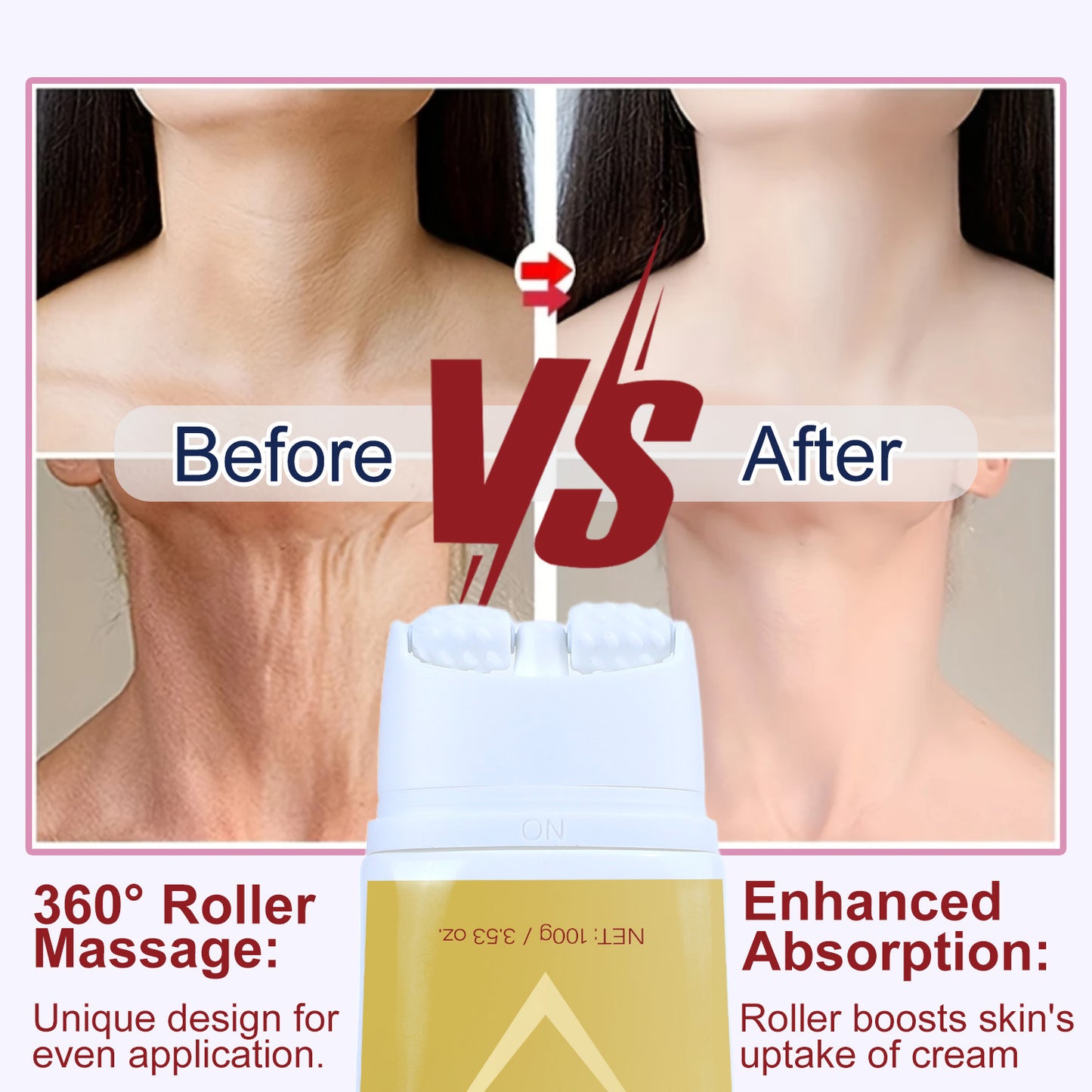 Massage roller kräm för att få en fastare hals