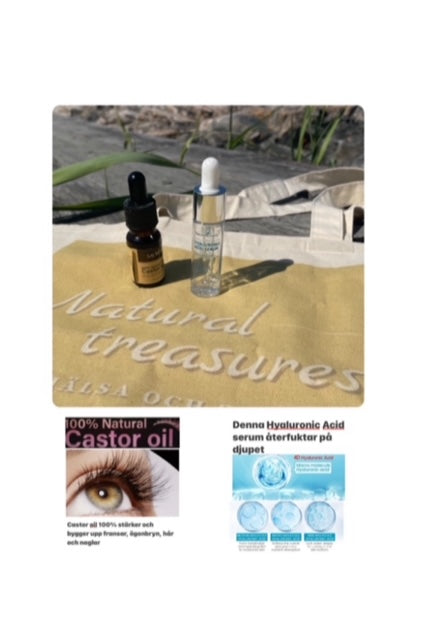Ta hand om dig! vi har fantastisk Hyaluronsyra serum och 100% Castorolja